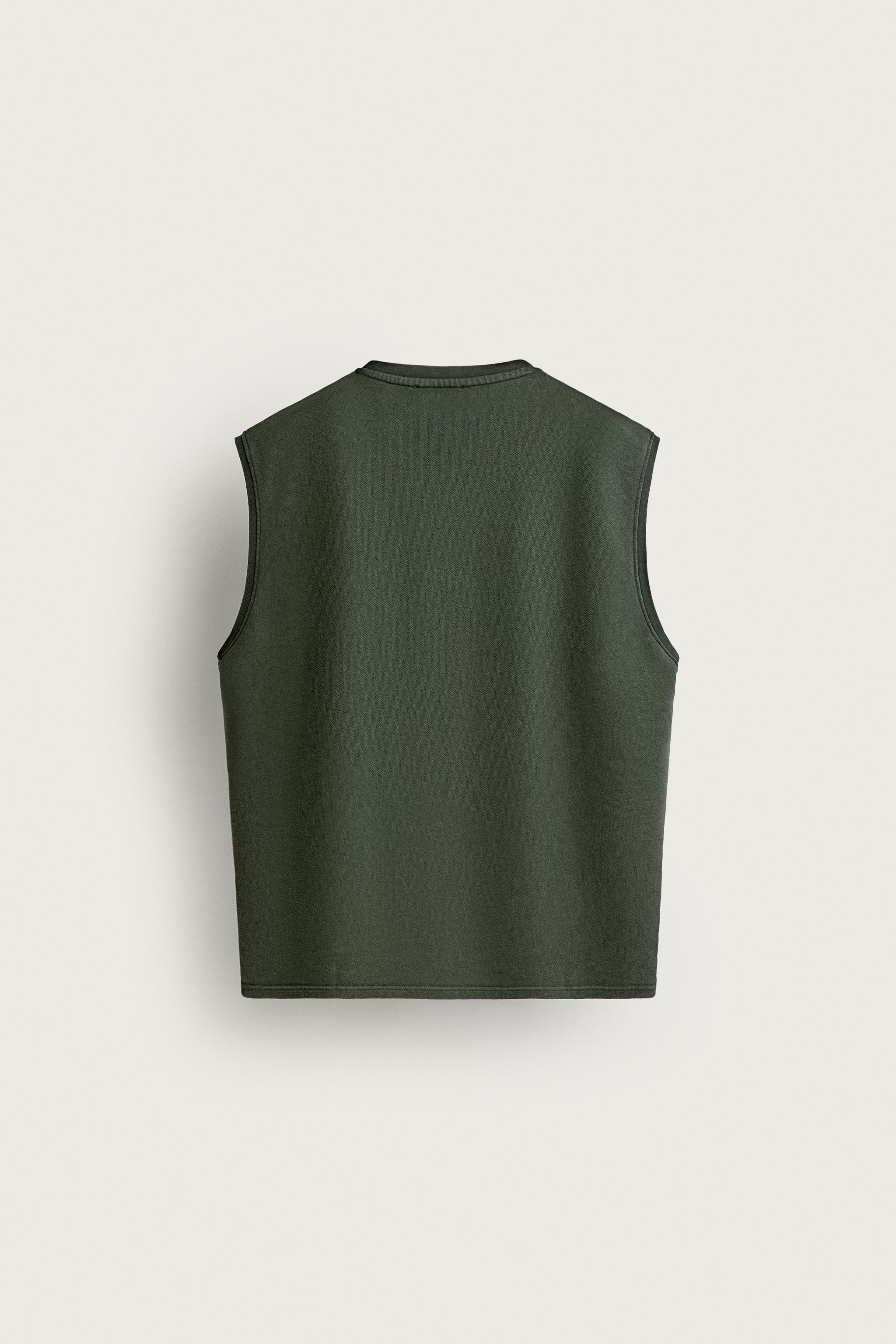 RELAXED FIT EMBROIDERED TEXT TANK SWEATSHIRT